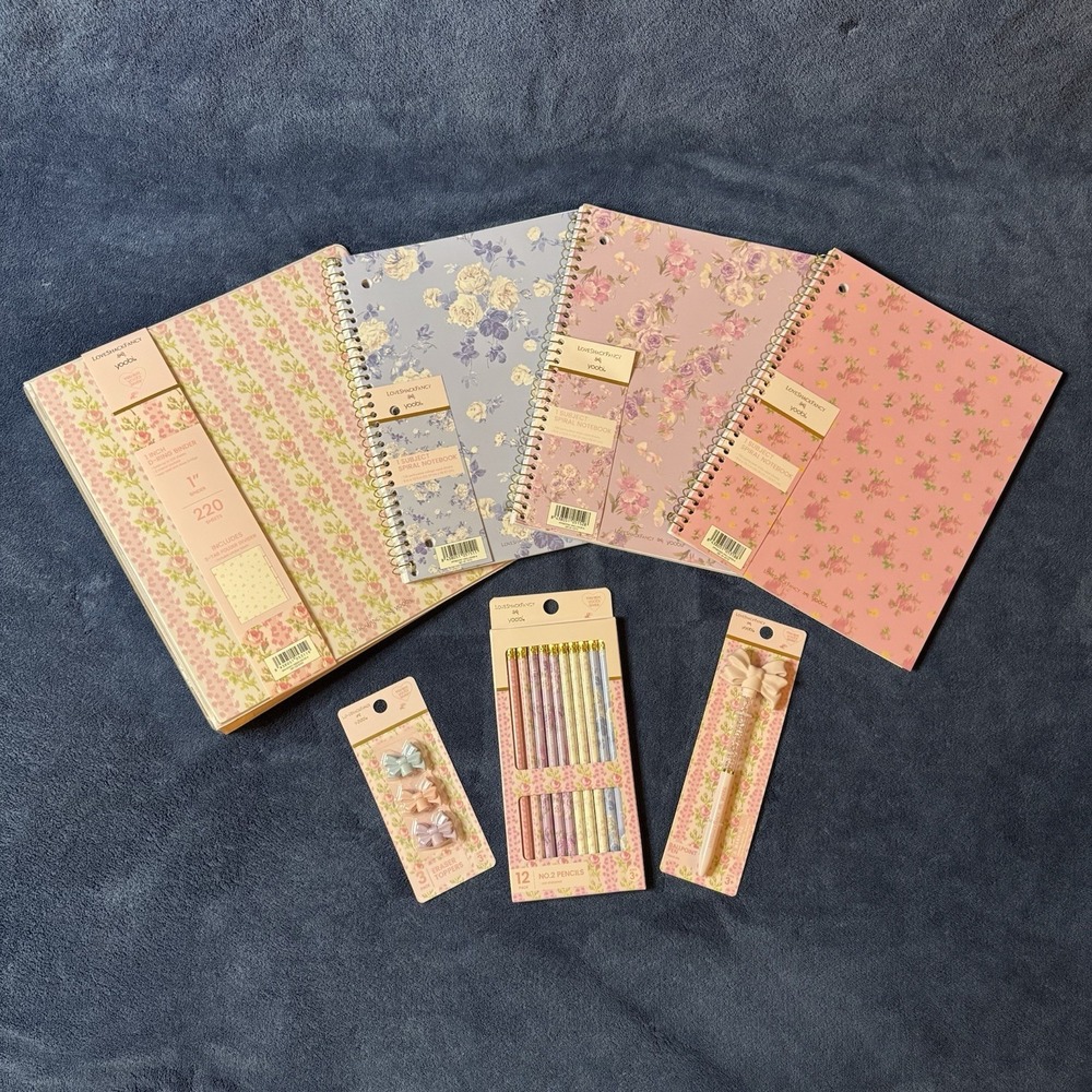 LoveShackFancy x Target Set Binder Dividers Notebooks Pen Pencils Erasers Pink